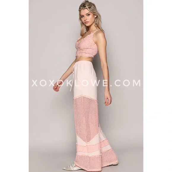 POL Blush Pink Flowy Wide Leg Rayon Jersey Palazzo Pants - Picture 9 of 11